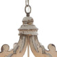 Aki 21 Inch 6 Light Chandelier Carved Wood Frame Classic Vintage White By Casagear Home BM285443