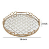 Sui 18 Inch Round Decorative Tray Glass Bottom and Gold Geometric Frame By Casagear Home BM285515