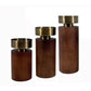 12 10 8 Inch Mango Wood Candle Holders with Round Column Pedestals Brown By Casagear Home BM285547