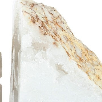 5 Inch Natural White Stone Bookends Artisanal Textured Geode Rock By Casagear Home BM285560