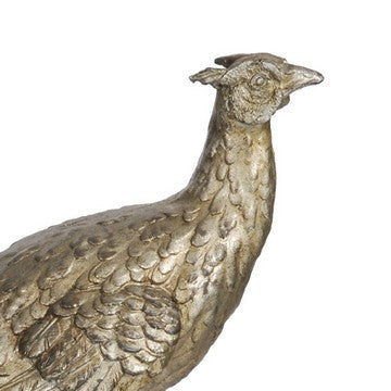 20 Inch Bird Sculpture Decor Perched Pheasant Antique Gold Resin By Casagear Home BM285563