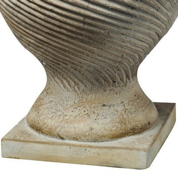 22 Inch Lidded Vase with Turned Finial Design and Swirl Pattern White By Casagear Home BM285565