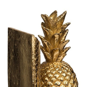 10 Inch Modern Bookends Pineapple Decorative Statuette Gold Resin By Casagear Home BM285570