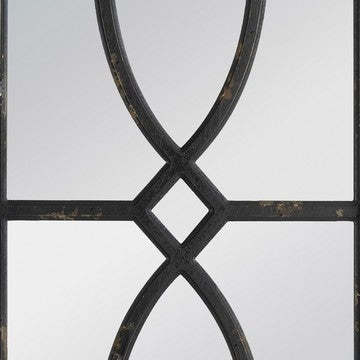 Tio 24 Inch Fir Wood Wall Mirror Set of 2 Geometric Overlaid Design Black By Casagear Home BM285574