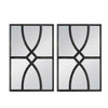 Tio 24 Inch Fir Wood Wall Mirror Set of 2, Geometric Overlaid Design, Black By Casagear Home