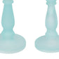 Qui 14 11 Inch Candle Holders Turned Pedestal Blue Glass Set of 2 By Casagear Home BM285579