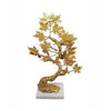 17 Inch Maple Tree Accent Decor with Leaves Metal on a Marble Base Gold By Casagear Home BM285580