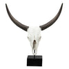 26 Inch Resin Cow Skull Accent Table Decoration, Metal Block Base, White By Casagear Home