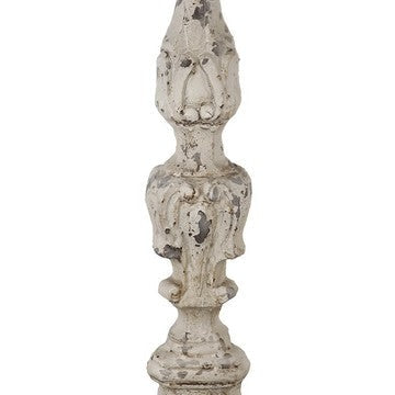 28 Inch Metal Candle Holder Classical Turned Pedestal Distressed White By Casagear Home BM285595