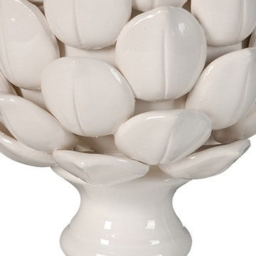 10 Inch Artichoke Accent Decor Standing Turned Pedestal White Ceramic By Casagear Home BM285599