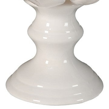 10 Inch Artichoke Accent Decor Standing Turned Pedestal White Ceramic By Casagear Home BM285599