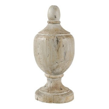 18 Inch Modern Accent Decor, Turned Finial Design, Whitewashed Finish By Casagear Home