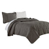 Ada 2 Piece Microfiber Twin Size Quilt Set, Mandala Embroidery, Dark Gray By Casagear Home