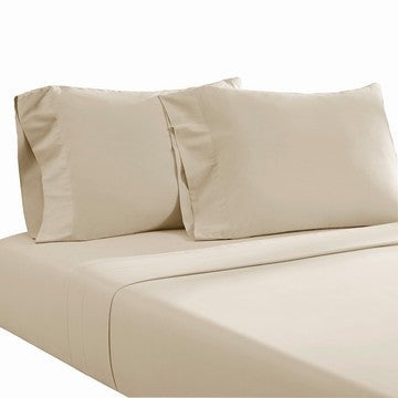 Ivy 4 Piece Full Size Cotton Ultra Soft Bed Sheet Set, Prewashed, Cream By Casagear Home