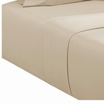 Ivy 4 Piece Full Size Cotton Ultra Soft Bed Sheet Set Prewashed Cream By Casagear Home BM285632