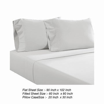 Ivy 4 Piece Queen Size Cotton Ultra Soft Bed Sheet Set Prewashed White By Casagear Home BM285638