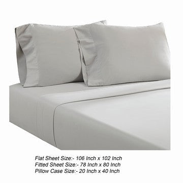 Ivy 4 Piece King Size Cotton Ultra Soft Sheet Set Prewashed Light Gray By Casagear Home BM285643