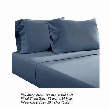 Ivy 4 Piece King Size Cotton Ultra Soft Bed Sheet Set Prewashed Dark Blue By Casagear Home BM285647