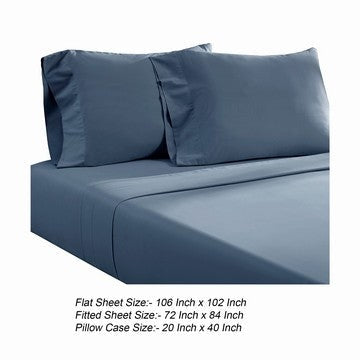 Ivy 4 Piece California King Size Soft Cotton Sheet Set Prewashed Dark Blue By Casagear Home BM285649