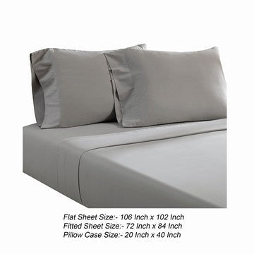 Ivy 4 Piece California King Size Soft Cotton Sheet Set Prewashed Dark Gray By Casagear Home BM285652