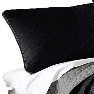 Eva 3 Piece Queen Microfiber Reversible Coverlet Set Quilted Gray Black By Casagear Home BM285657