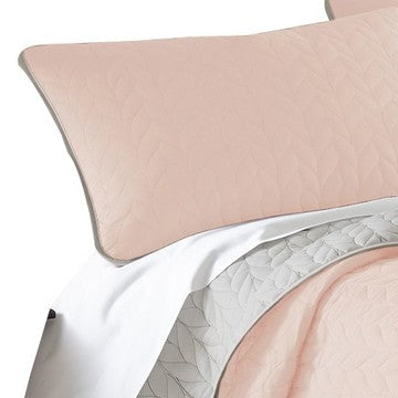 Eva 3 Piece Queen Microfiber Reversible Coverlet Set Quilted Gray Pink By Casagear Home BM285659