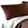 Eva 3 Piece Queen Microfiber Reversible Coverlet Set Quilted Brown Ivory By Casagear Home BM285661