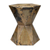 19 Inch Modern Side End Table, Hourglass Shape, Iron Patina Finish, Gold By Casagear Home