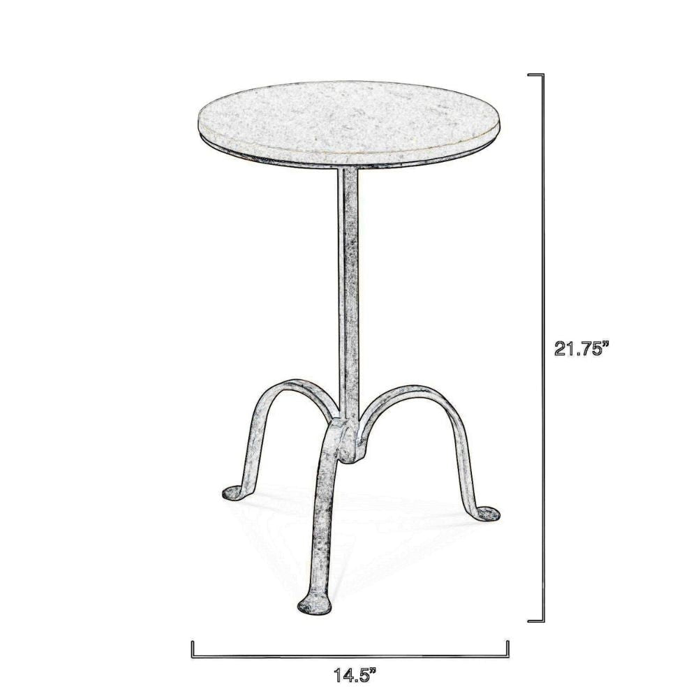 22 Inch Accent Side Table Round Marble Top Curved Metal Tripod Base Gray By Casagear Home BM285723