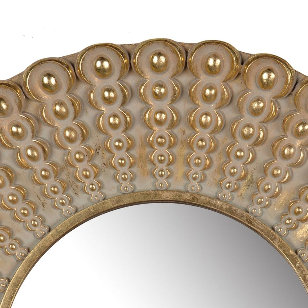 19 Inch Wall Mirror Beaded Sunburst Design Gold Finished Metal Frame By Casagear Home BM285897