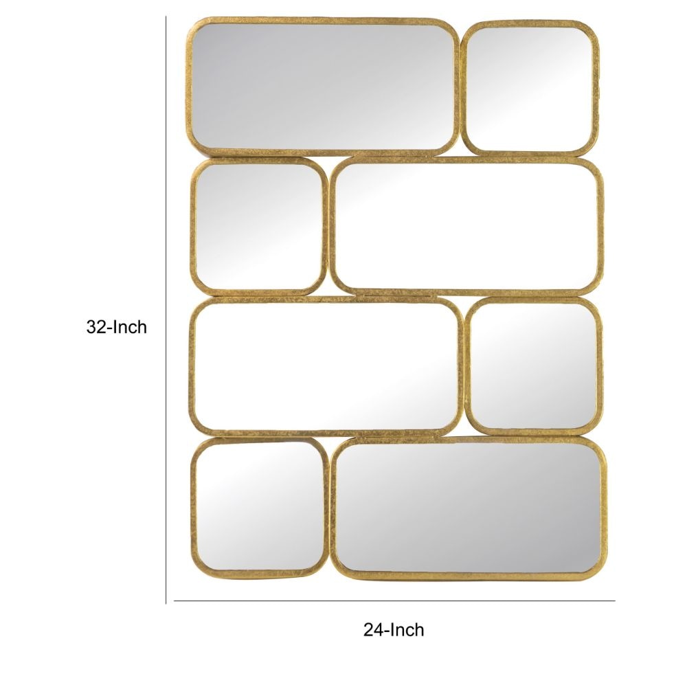 32 Inch Luxury Wall Decor Mirror 8 Gold Finished Curved Metal Frames By Casagear Home BM285900