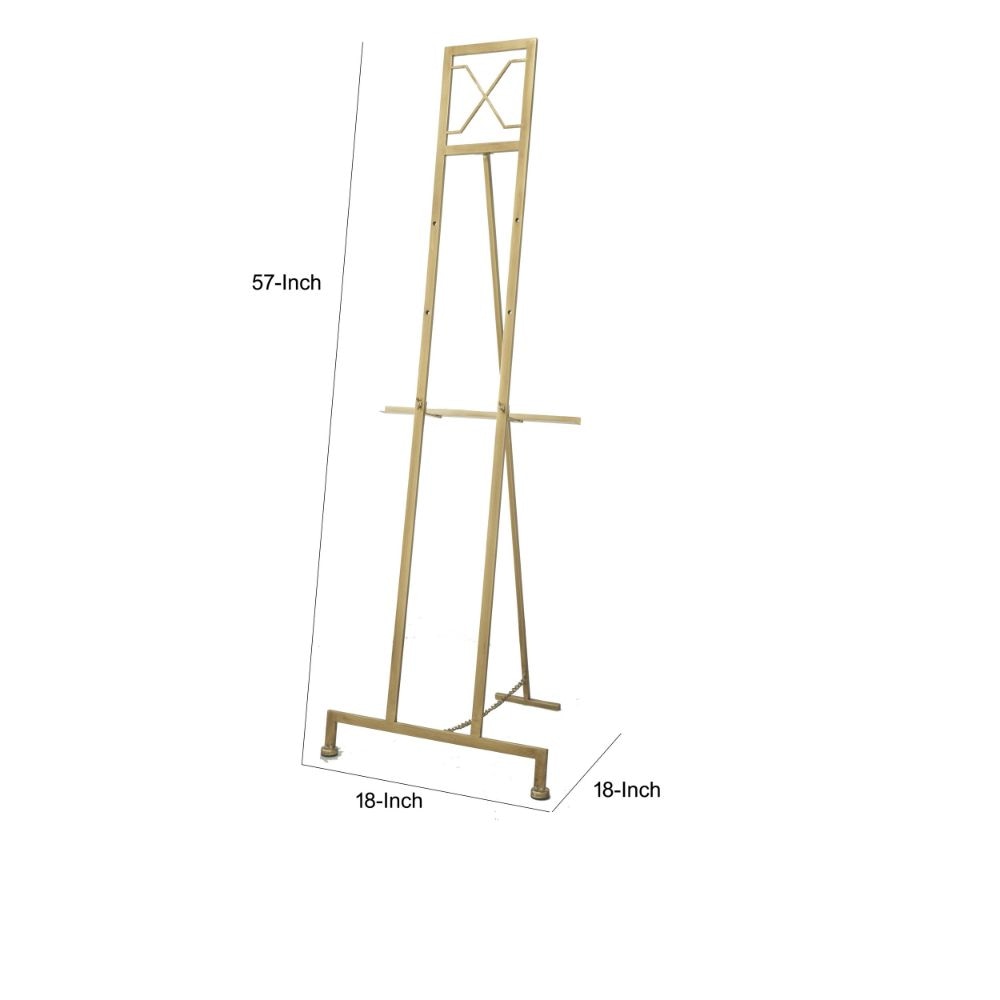 57 Inch Easel Stand Gold Iron Frame Free Standing for an Artists Touch By Casagear Home BM285911