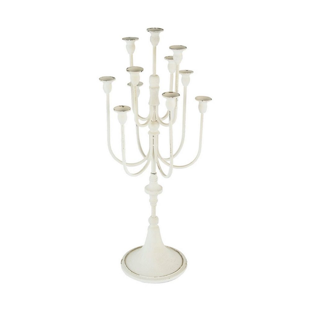 30 Inch Classic 11 Light Candelabra Curved Arms White Iron Frame By Casagear Home BM285915