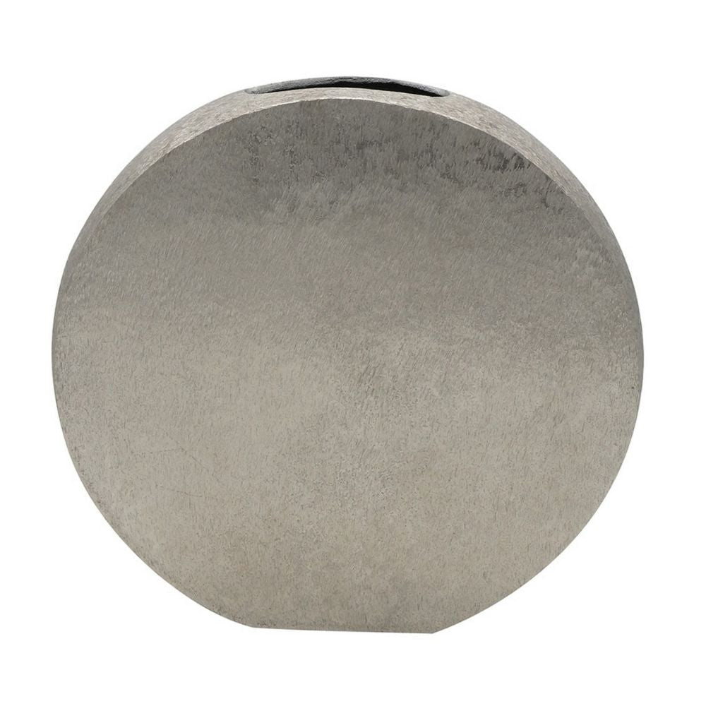 15 Inch Modern Decorative Vase Round Silver Finished Aluminum Frame By Casagear Home BM285917