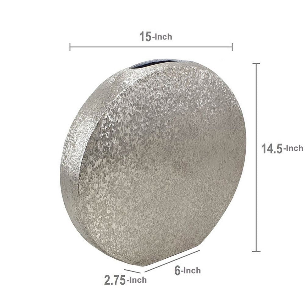 15 Inch Modern Decorative Vase Round Silver Finished Aluminum Frame By Casagear Home BM285917