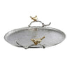 21 Inch Decorative Tray Set of 2 Perched Birds Silver Metal Large By Casagear Home BM285923