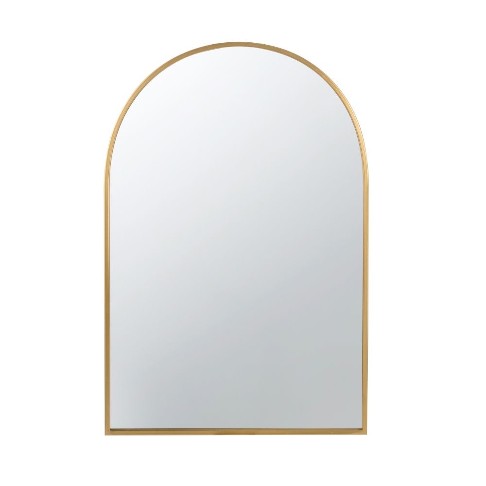 Cod 36 Inch Wall Mounted Mirror, Wide Arched Design Gold Metal Frame By Casagear Home