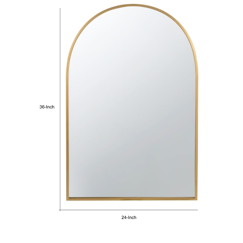 Cod 36 Inch Wall Mounted Mirror Wide Arched Design Gold Metal Frame By Casagear Home BM285939