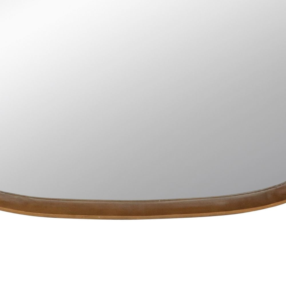 Roe 27 Inch Wall Mirror Brown Curved Pine Wood Frame Minimalistic By Casagear Home BM285960