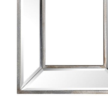 Toby 12 x 18 Inch Wall Mount Accent Mirror Antique Silver Wood Frame By Casagear Home BM286094