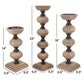 23 18 14 Inch Set of 3 Candleholders in Pillar Accent Wood Orbs Brown By Casagear Home BM286098