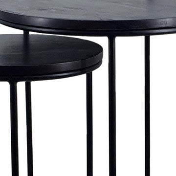 18 22 Inch Round Nesting End Tables Set of 2 Mango Wood Set of 2 Black By Casagear Home BM286119