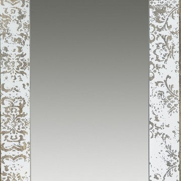 Rosa 16 x 24 Wall Mount Mirror Brown Wood Frame with Abstract Gold Overlay By Casagear Home BM286121