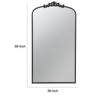 Kea 66 Inch Wall Mirror Black Curved Metal Frame Ornate Baroque Design By Casagear Home BM286125