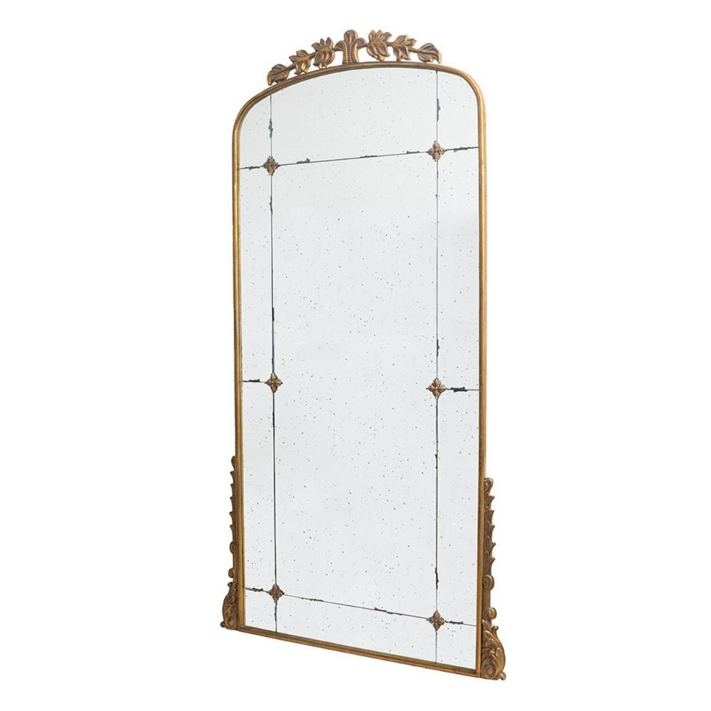 Elk 76 Inch Floor Mirror Antique Gold Curved Arch Metal Frame Baroque By Casagear Home BM286129