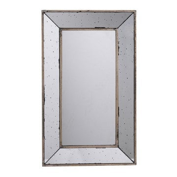 Filo 24 Inch Wall Mirror, Raised Tray Edges, Mirrored Rectangular Frame By Casagear Home