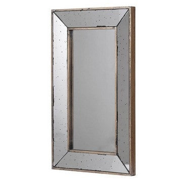 Filo 24 Inch Wall Mirror Raised Tray Edges Mirrored Rectangular Frame By Casagear Home BM286132