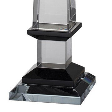 20 Inch Glass Obelisk Accent Decoration Monument Design Square Base By Casagear Home BM286150