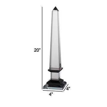 20 Inch Glass Obelisk Accent Decoration Monument Design Square Base By Casagear Home BM286150