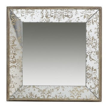 Filo 15 Inch Square Accent Wall Mirror, Raised Edges, Silver Wood Frame By Casagear Home